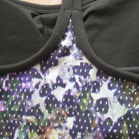 Lululemon Power Y Tank *Luon, Floral Sport White Multi / Gator Green Size 6 - Picture 5 of 10